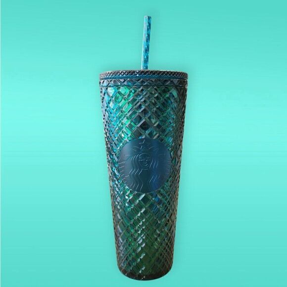 Starbucks 2021 Emerald Green Jeweled Tumbler 24 OZ - Picture 1 of 6